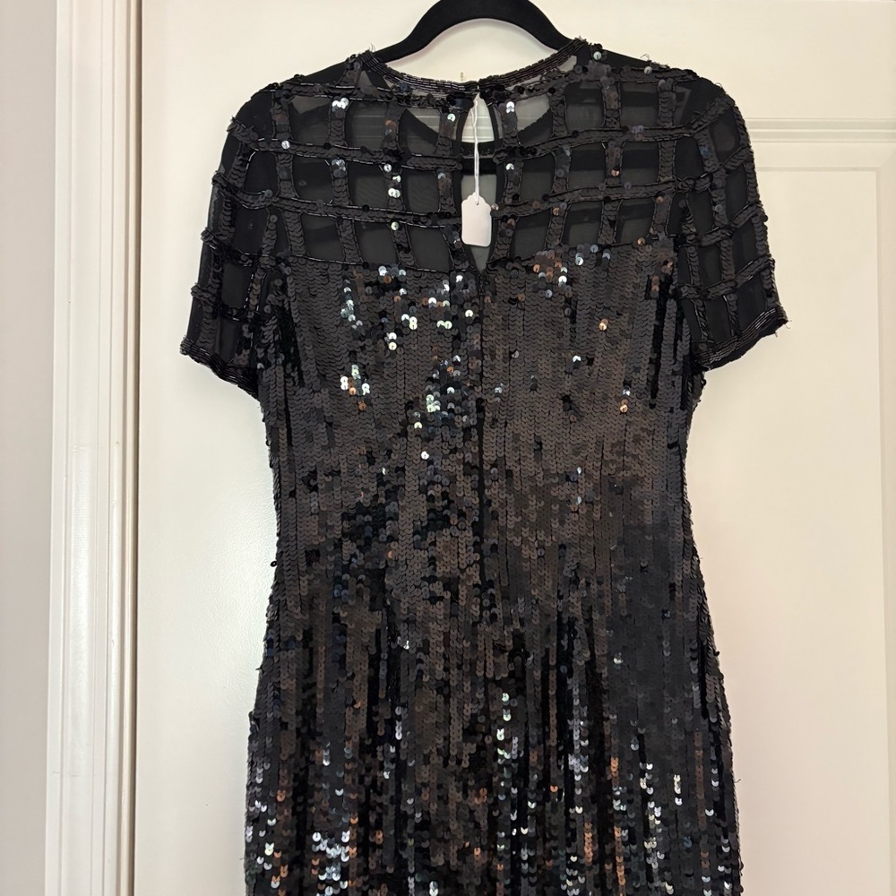 Vintage Elegant Black Sequin Mini Dress - Picture 6 of 15